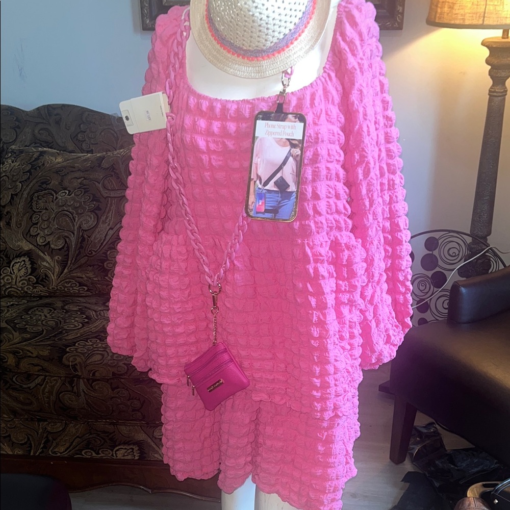 Chic pink Textured Dress s L